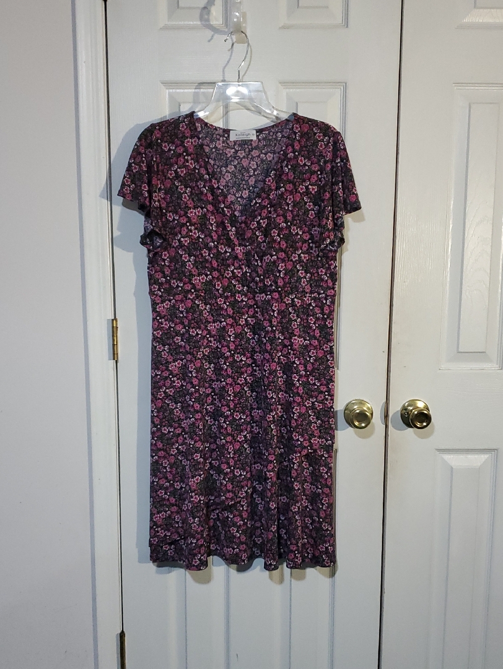 EUC Kaileigh Black And Purple Floral Midi Dress